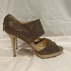 Jimmy Choo Gold High Heel Platform Sandals